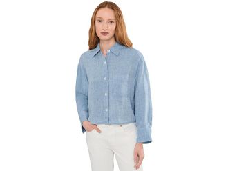 Madewell Straight-Hem Shirt in 100% Linen Womens Clothing Sunfaded Blue : LG (Womens 10-12)
