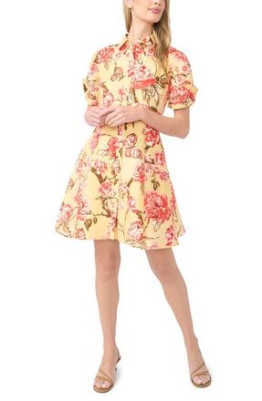 Ted Baker Stina Floral Print Linen Shirtdress in Creamed Corn at Nordstrom, Size 14