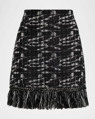 Kobi Halperin Khan Fringe-Hem Melange Mini Skirt