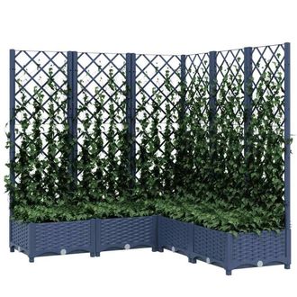Berkfield Home Garden Planter with Trellis Dark Grey 120x120x121.5 cm PP in Dark Blue