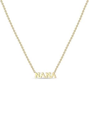 Zoë Chicco Tiny Letters Nana Pendant Necklace in 14K Gold at Nordstrom, Size 16