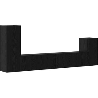 vidaXL Vidaxl - Mueble De Tv De Pared 4 Pcs Roble Negro Madera Contrachapada