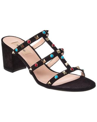 Valentino Rockstud Caged 60 Suede Sandal