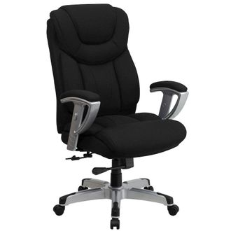 Flash Furniture 400 lb. Rated Black Fabric Executive Office Chair with Silver Adjustable Arms