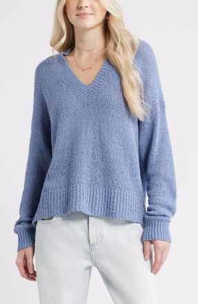 BP. Oversize V-Neck Sweater in Blue Troposphere at Nordstrom, Size Xx-Small