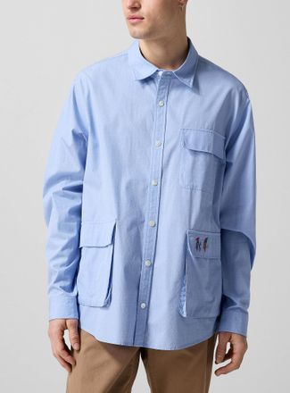 Barbour X Paul Smith Mens Paul Smith x Barbour embroidered lures multi-pocket shirt
