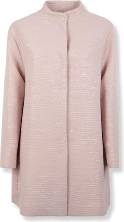 Herno Single-Breasted Coats, female, Pink, Size: S Coat in Veiled Sequins