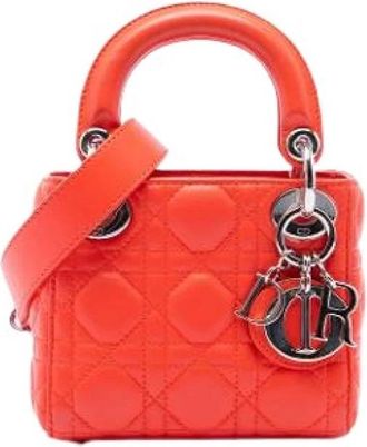 Dior Pre-owned Micro Lady - Dames - Vintage Mini Tas - Oranje - ONE Size - Leer - Vintage