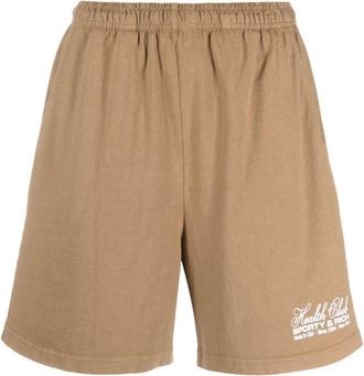 Sporty & Rich logo-print track shorts - unisex - Cotton - L - Brown