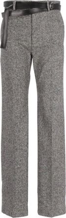 Maison Margiela Broeken, Dames, Grijs, XS, Wol, Gekreukte Broek