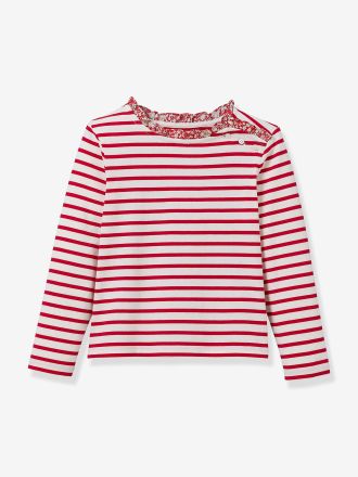Cyrillus T-shirt manches longues ray&eacute; rouge