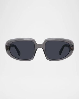 Loewe Men & apos;s Anagram-Temple Acetate Oval Sunglasses