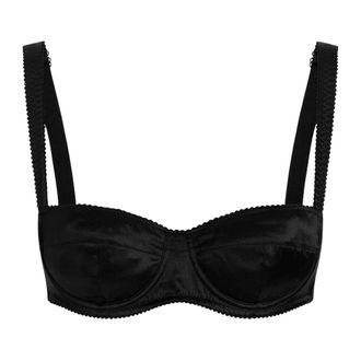 Dolce & Gabbana Bras, female, Black, Size: 36B US Silk Satin Balconette Bra