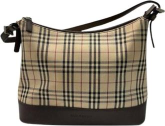 Burberry Pre-owned Shoulder Bags, female, Beige, Size: ONE SIZE Pre-owned Canvas Leather Shoulder Bag
