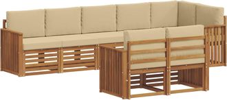 vidaXL Conjunto De Sof&aacute;s De Exterior 8 Uds. Natural Y Beige Poli&eacute;ster Vidaxl