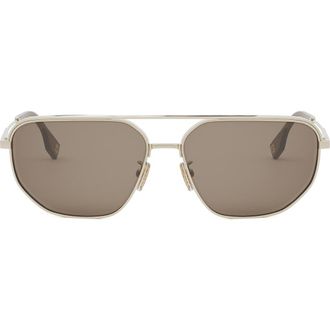 Fendi Travel 61mm Rectangular Sunglasses in Gold /Brown at Nordstrom Rack