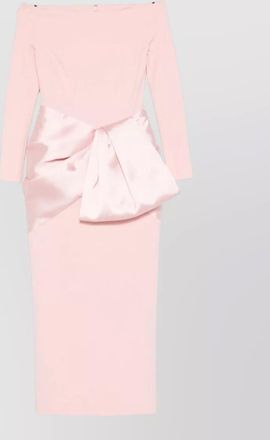 Solace London boat neck long sleeve bow midi dress