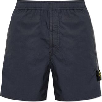 Stone Island Logo Patch Shorts - Heren - Korte Broeken - Blauw - W31 - Katoen - Korte Broeken