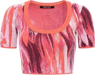 Roberto Cavalli Dames, Blouses & Shirts, Roze, Maat: S Leer