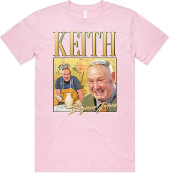 Sanfran Clothing Keith Brymer Jones Homage Top Pottery Funny Icon Gift Throw British TV T-Shirt Extra Large/Light Pink