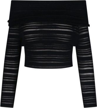 Andreadamo Striped Crop Top - Black