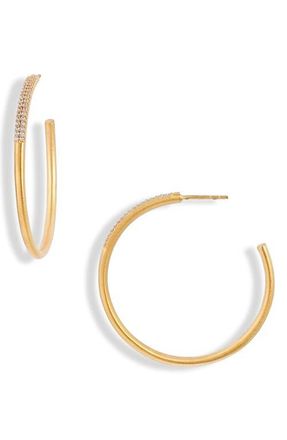 Dean Davidson Signature Pav&eacute; Hoop Earrings in White Topaz/gold at Nordstrom