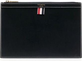 Thom Browne 4-Bar Tab Documenthouder - Heren - Portefeuilles - Blauw - ONE Size - Leer - Accessoires