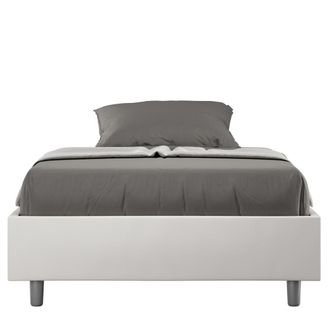 ITYhome Cama con somier 140x200 cuero sint&eacute;tico blanco