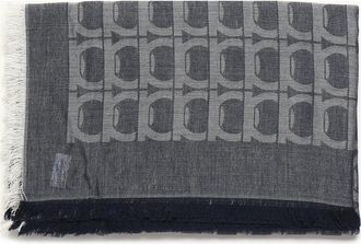 Ferragamo Grijze Katoenen Sjaal - Heren - Sjaals - Grijs - ONE Size - Katoen - Accessoires