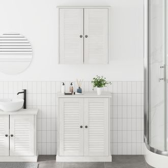 Berkfield Home Bathroom Furniture Set with Shelf with Storage with Door 2 pcs Brown Solid wood pine