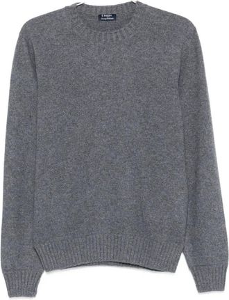 Barba Truien & Vesten, Heren, Grijs, L, Wol, Grijze Kasjmier Wol Crew-Neck Sweater