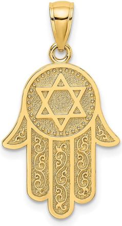 Diamond2Deal 10k Yellow Gold Hamsa Star Of David Charm