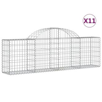 Berkfield Home Arched Gabion Baskets 11 pcs 200x30x60/80 cm Galvanised Iron in Silver