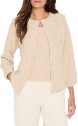 Nic+Zoe Crystal Embellished Nep Cardigan in Warm Sand at Nordstrom Rack, Size X-Small