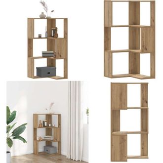 vidaXL Libreria Angolare 3Ripiani Rovere Artigianale 50x50x102cm Legno - Libreria a 3 ripiani - Libreria in legno