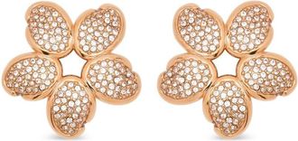 Oscar De La Renta Crystal O Flower earrings - women - Brass/Crystal - One Size - Pink