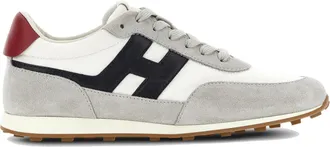 Hogan Grey Low-Top Suede White Panel Sneakers