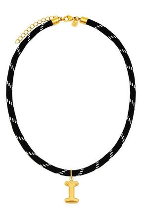 Petit Moments Bubble Initial Pendant Cord Necklace in Black-I at Nordstrom