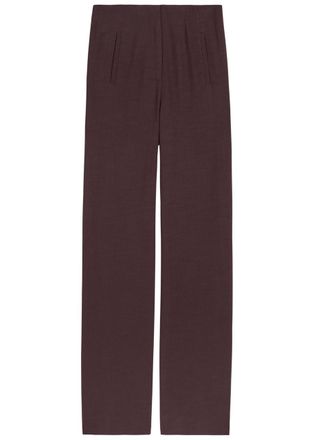 Veronica Beard Jude Wide-leg Woven Trousers - Burgundy - 12 (UK16 / XL)