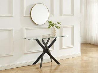 Vente-Unique Consolle in Vetro temperato e Metallo Nero Trasparente - COSIMA