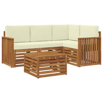 vidaXL Conjunto De Sof&aacute;s De Exterior Con Coj&iacute;n 5 Pcs Natural Y Crema Vidaxl