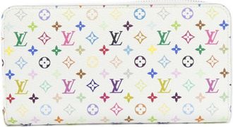 Louis Vuitton Multi-Color White Coated Canvas Long Wallet (Bi-Fold) (Pre-Owned)