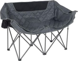 Relaxdays Relaxdays 2-person folding camping bench, armrests, 2 cup holders, carrying bag, HxWxD: 84x146x54 cm, grey
