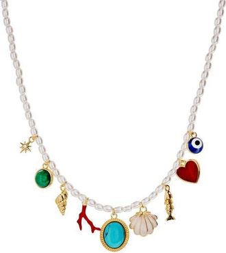Alex and Ani Moonlight Beach Pearl Charm Necklace in Multi at Nordstrom