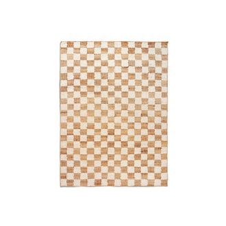 Ferm Living Check Woll-Jute Teppich, 140 x 200 cm, off-white / natural