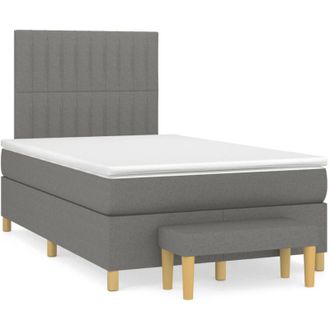vidaXL Cama Box Spring Con Colch&oacute;n Tela Gris Oscuro 120x190 Cm Vidaxl