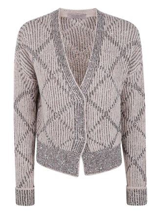 D.exterior Cardigan a righe con paillettes - Toni neutri
