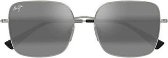 Maui Jim Lipine 55mm Polarized Flat Front Square Sunglasses in Silver at Nordstrom