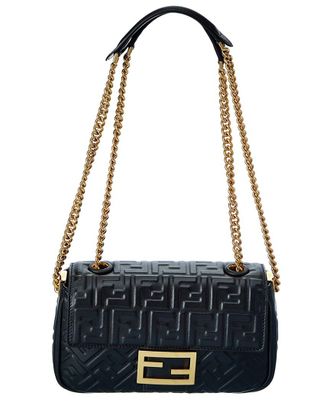 Fendi Fendi Baguette Midi Ff Leather Shoulder Bag