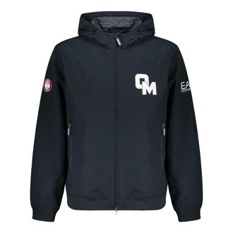 Emporio Armani Bomberjack met capuchon en logo - Heren - Jassen - Blauw - Maat: S Viscose